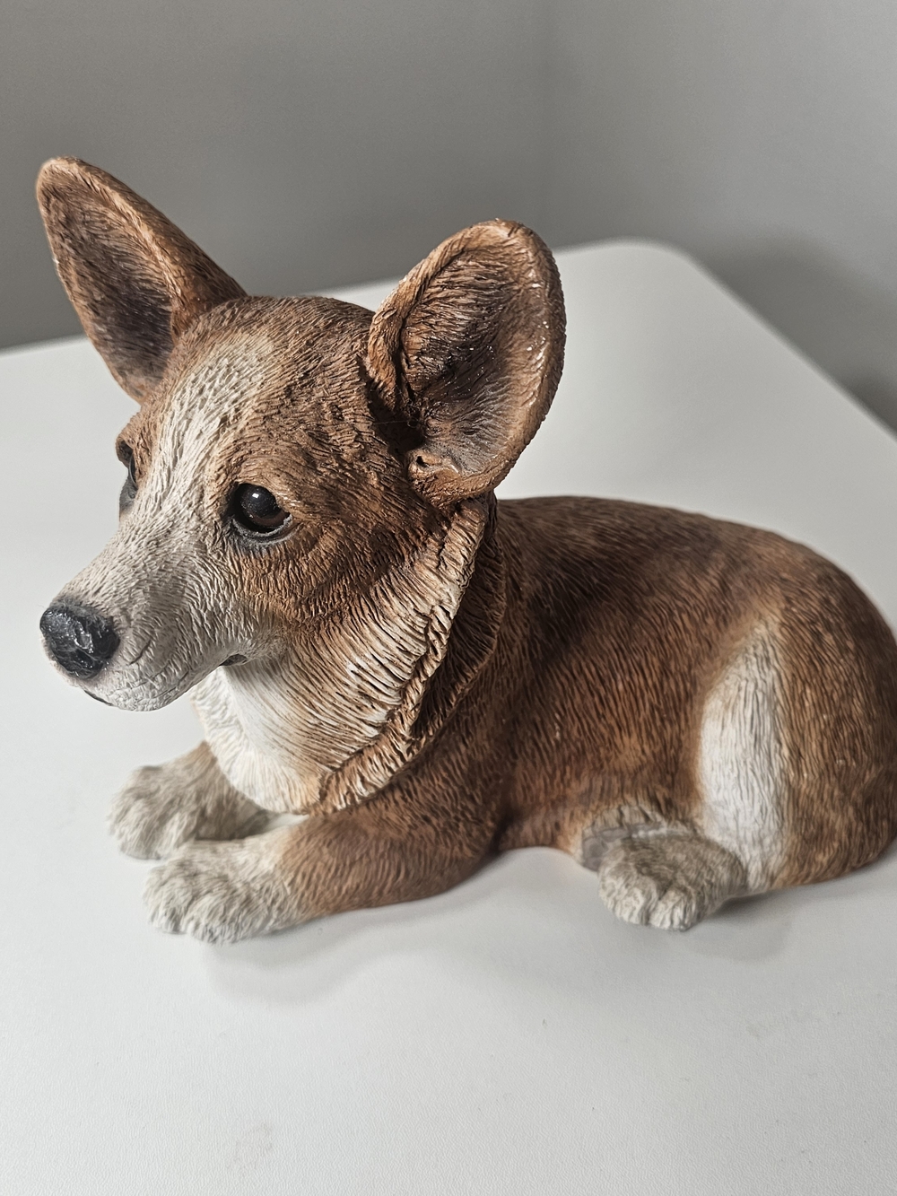 Sandicast Original Size Red Pembroke Welsh Corgi Sculpture, Sitting